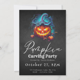 Invitation Jack-O' Lantern Black Citrouille Carving Party