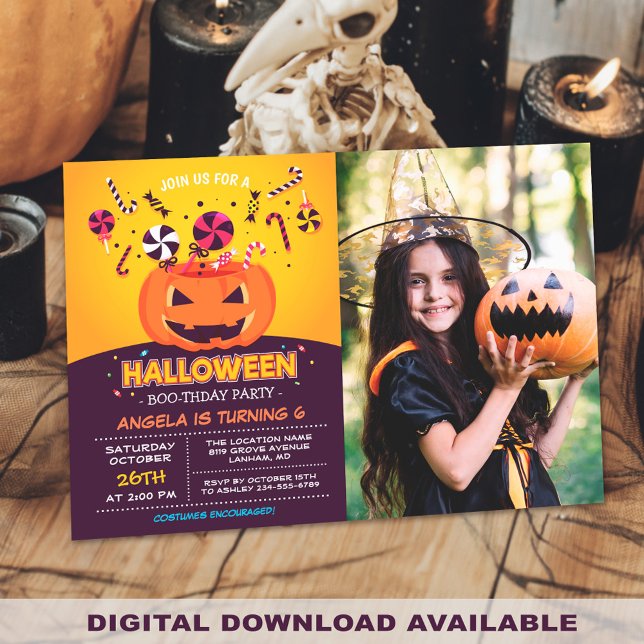 Invitation Jack-O-lantern Enfants Photo Halloween fête d'anni (Créateur téléchargé)