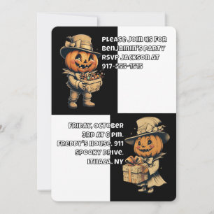 Invitation Jack-o'-lantern Halloween en noir