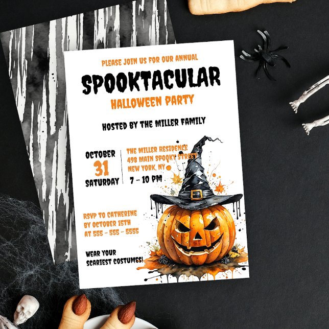 Invitation Jack-o’-Lanterne Spooktaculaire portant le Casquet (Créateur téléchargé)