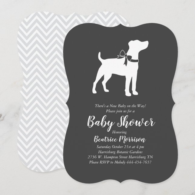 Invitation Jack Russell Terrier Baby shower chien (Devant / Derrière)