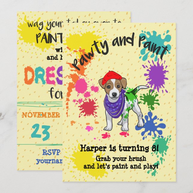 Invitation Jack Russell Terrier Chien Art Anniversaire Invita (Devant / Derrière)