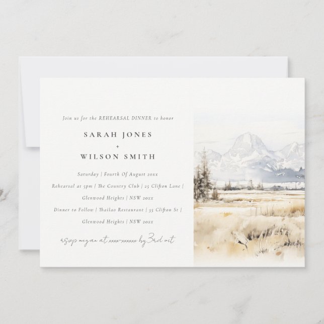 Invitation Jackson Hole Wyoming Landscape Rehearsal Dinner (Devant)