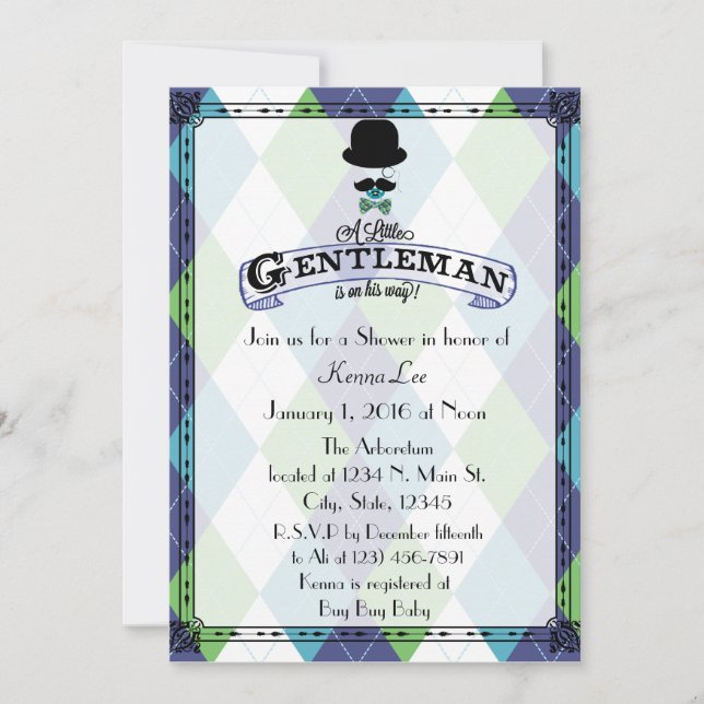 Invitation Jacquard du Baby shower (Devant)