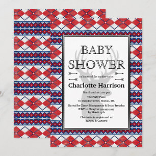 Invitation Jacquard nordique Sweater Motif Baby shower d'hive
