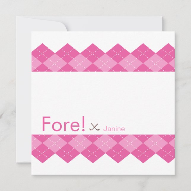 Invitation Jacquard rose de douche de partie de golf de dames (Devant)