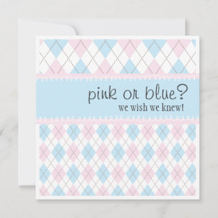 Invitation Jacquard rose ou bleu Baby shower de fille-garçon 