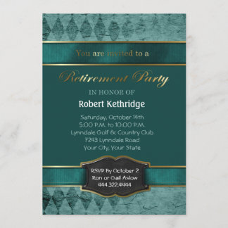 Invitation Jacquard turquoise Classic Retraite Party Invitati