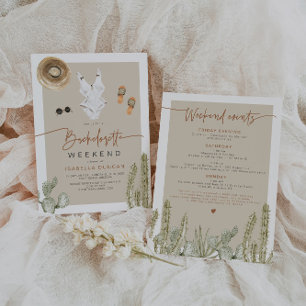 Invitation JADE Bohemian Desert Cactus Bachelorette Itinérair