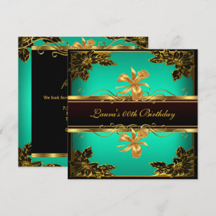 Invitation Jade Green Black Gold fête d'anniversaire