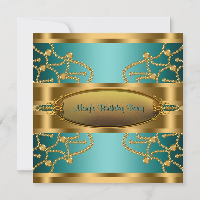 Invitation Jade Green Gold Fête d'anniversaire de femme (Devant)