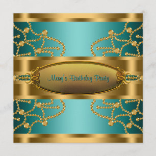 Invitation Jade Green Gold Fête d'anniversaire de femme