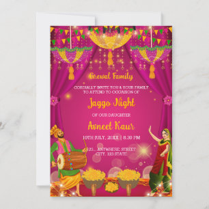 Invitation Jaggo nuit Invitation, Jaggo cérémonie Card