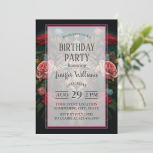 Invitation Jaguar avec Couronne en peinture de fleurs