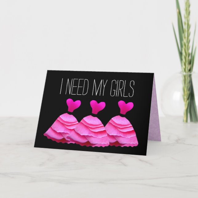 Invitation J'Ai Besoin Que Mes Filles Soient Mes Robes Roses  (Devant)