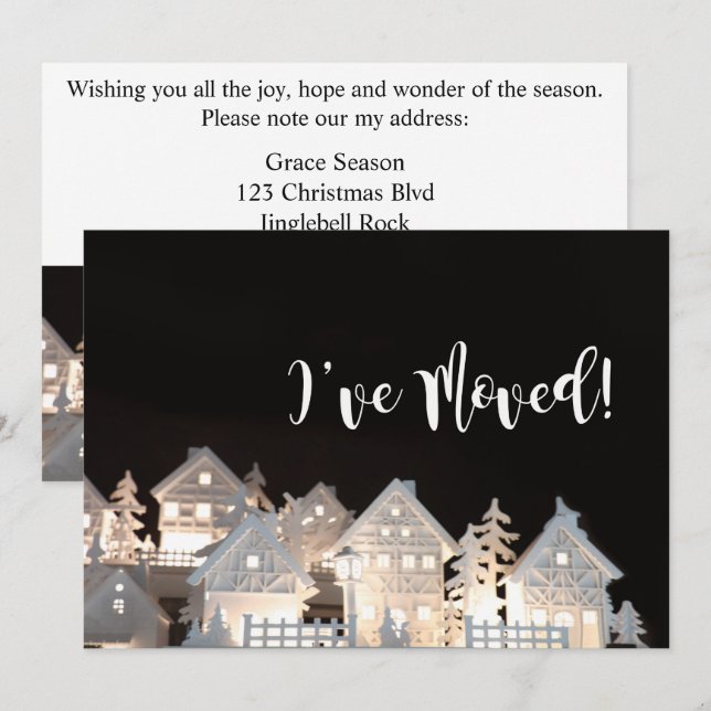 Invitation J'ai déménagé des maisons de Noël éclairées (Devant / Derrière)