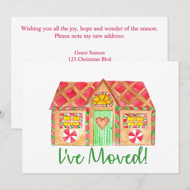 Invitation J'ai déménagé la maison de pain d'épices (Devant / Derrière)
