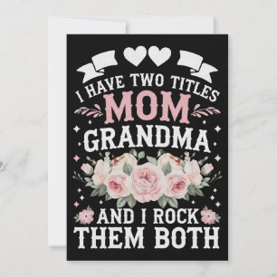 Invitation J'Ai Deux Titres Maman Et Grand-Mère Mignonne Fête