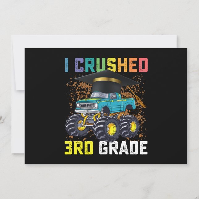 Invitation J'ai écrasé 3e grade Monster Truck Graduation (Devant)