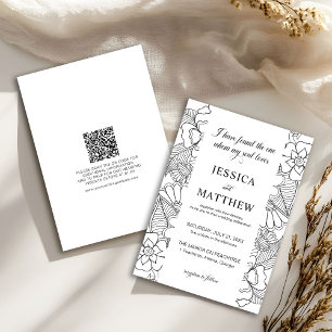 Invitation J'ai Trouvé Celui aux Fleurs Noir et Blanc