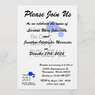 Invitation j'aime à vous peux laisse aller bleu de pickleball
