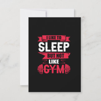 Invitation J'aime dormir mais pas la salle de gym