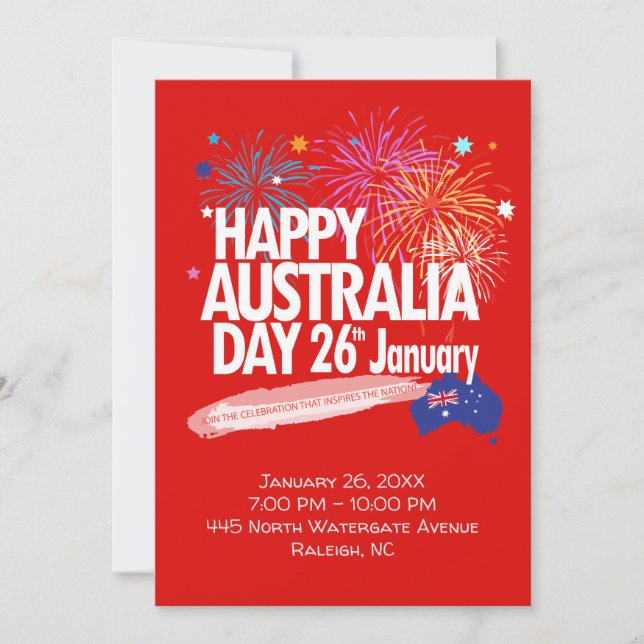 Invitation "J'AIME L'AUSTRALIE" Jour de l'Australie 26 janvie (Devant)