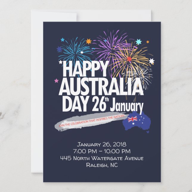 Invitation "J'AIME L'AUSTRALIE" Journee de l'Australie 26 jan (Devant)