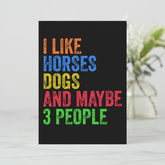 Invitation J'aime les chevaux les chiens et peut-être 3 perso (Debout devant)