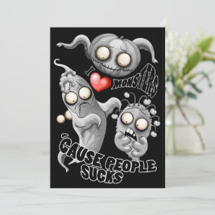 Invitation J'aime les monstres parce que les gens aiment les 