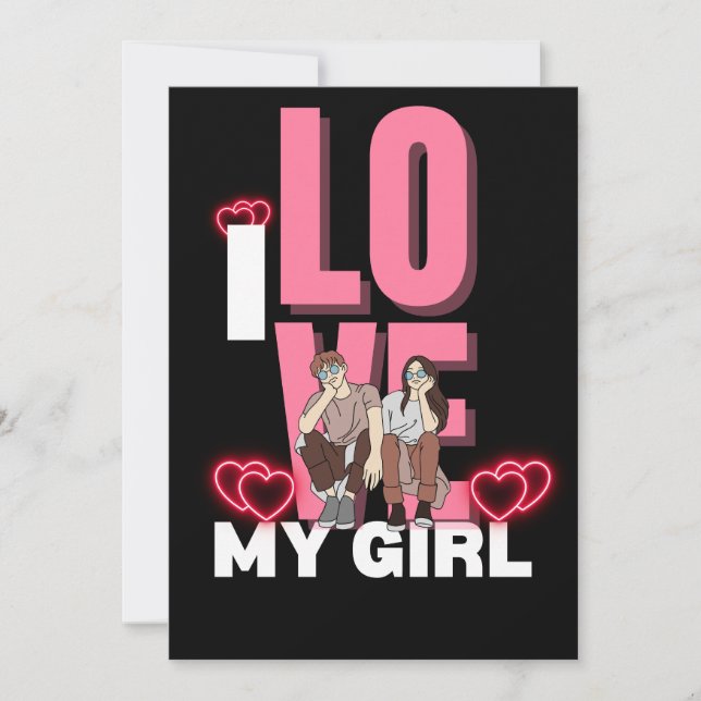 Invitation J'aime ma copine personnalisé  (Devant)