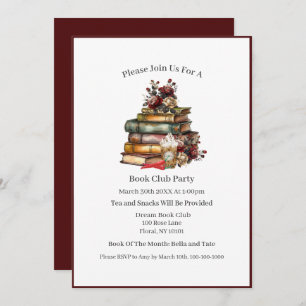 Invitation J'aime mes livres épicés et mon café glacé, Book C