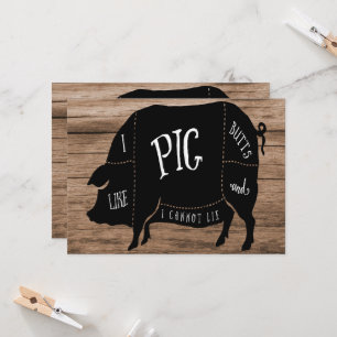 Invitation J'aime Pig Butts fête d'anniversaire