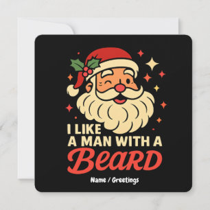 Invitation J'aime un homme avec une barbe Xmas Père Noël Drôl