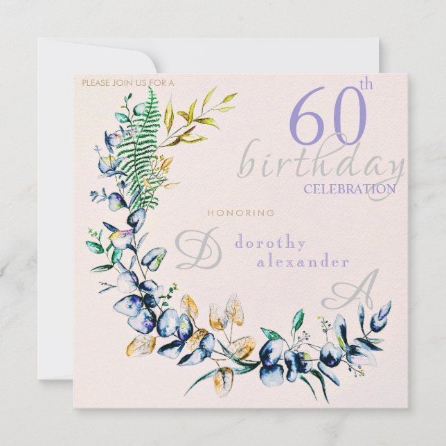 Invitation Jalon de la couronne botanique chic Anniversaire (Devant)