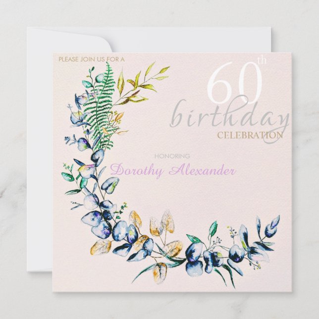 Invitation Jalon de la couronne botanique chic Anniversaire (Devant)