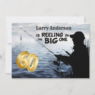 Invitation Jalon de Pêcheur Adulte 60e Anniversaire Personnal