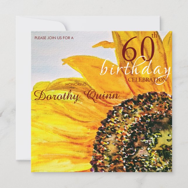Invitation Jalon floral du tournesol Anniversaire (Devant)