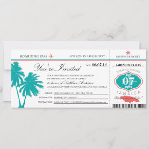Invitation JAMAICA Embarquement Pass Anniversaire