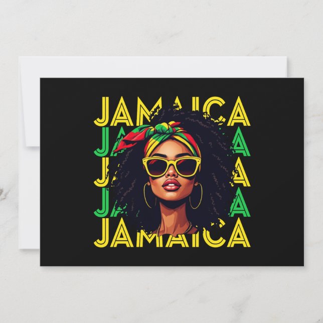 Invitation Jamaïcaine Jamaïcaine Drapeau Fière Femmes Jamaïca (Devant)
