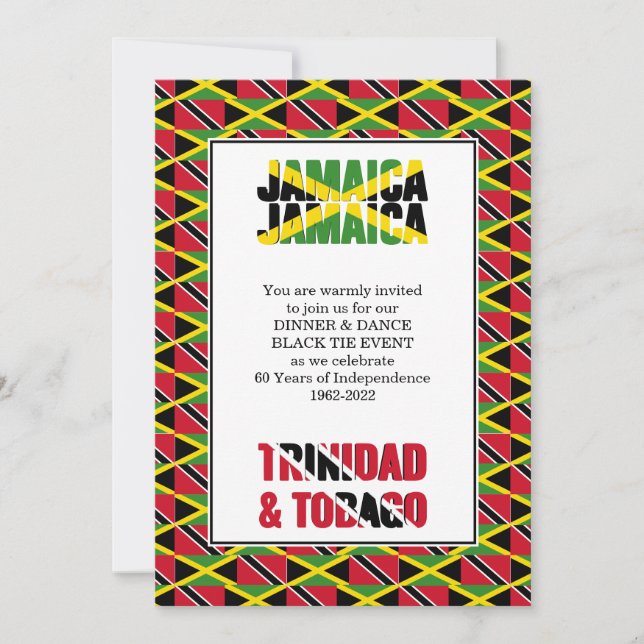 Invitation Jamaïque Trinité 60e anniversaire de l'indépendanc (Devant)