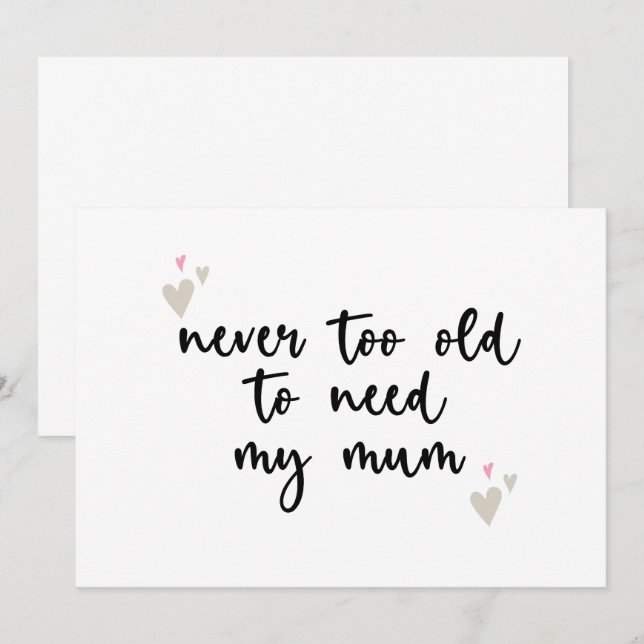 Invitation Jamais trop vieux pour avoir besoin de ma mère Cad (Devant / Derrière)
