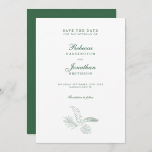 Invitation Jambe Tropicale Vert Mariage Minimal Enregistrer L