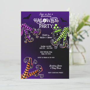 Invitation Jambes de Sorcière Fête d'Halloween Violet Ensorce