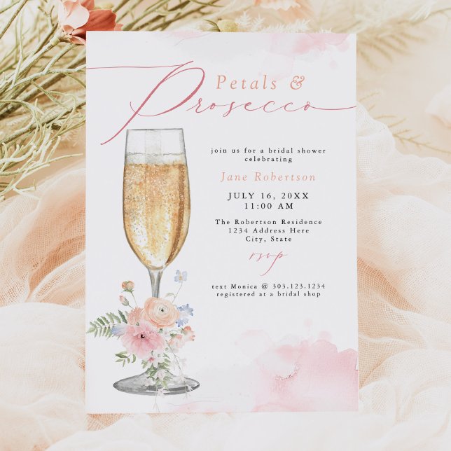 Invitation JANE Blush Pétales Floraux & Fête des mariées Pros (Créateur téléchargé)