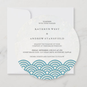 Invitation Japonais Seigaiha Vave Elégant Mariage Plage