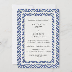 Invitation Japonais Seigaiha Vave Elégant Mariage Plage