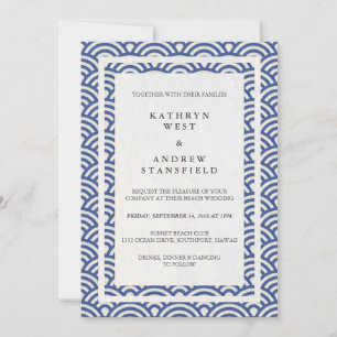 Invitation Japonais Seigaiha Vave Elégant Mariage Plage