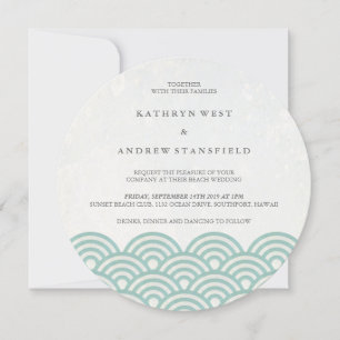 Invitation Japonais Seigaiha Vave Elégant Mariage Plage