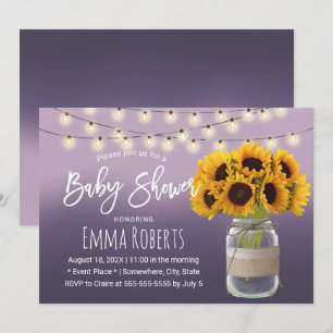 Invitation Jar de tournesol rustique Élégant Baby shower viol